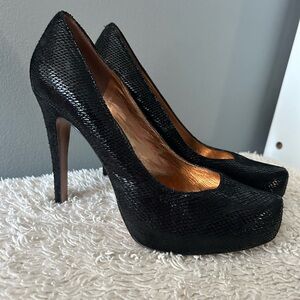 BCBGeneration Leather Snakeskin Pumps